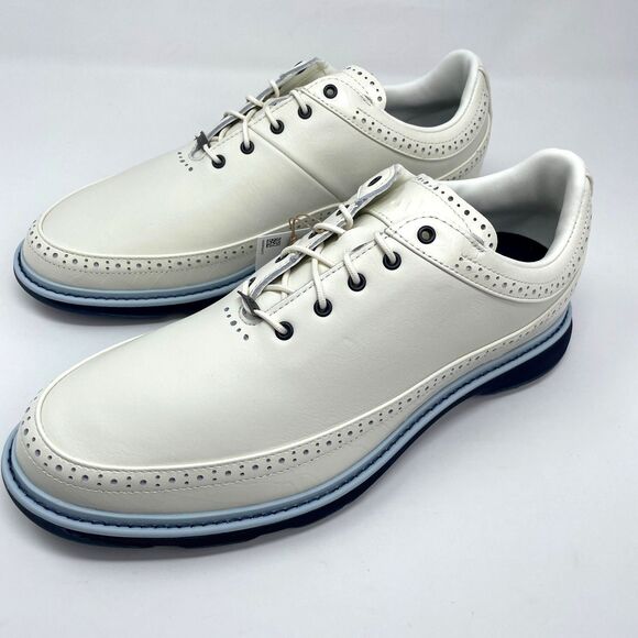 Adidas Boost MC 80 Leather Golf Shoes Men’s Off White Blue Comfort ID4749 NEW - Picture 10 of 10